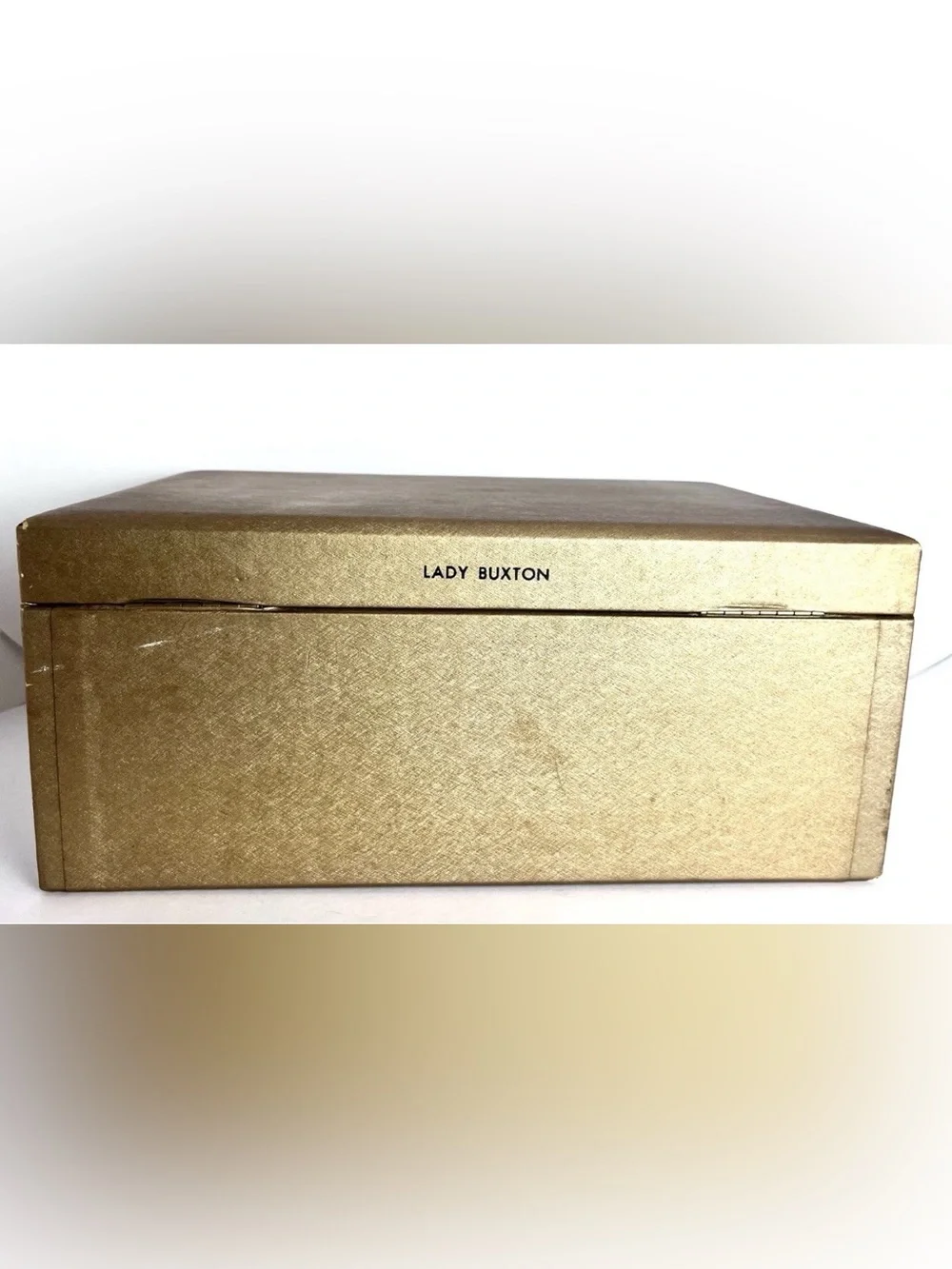 Vintage Lady Buxton Metallic Gold Tone Jewelry Organizer Box